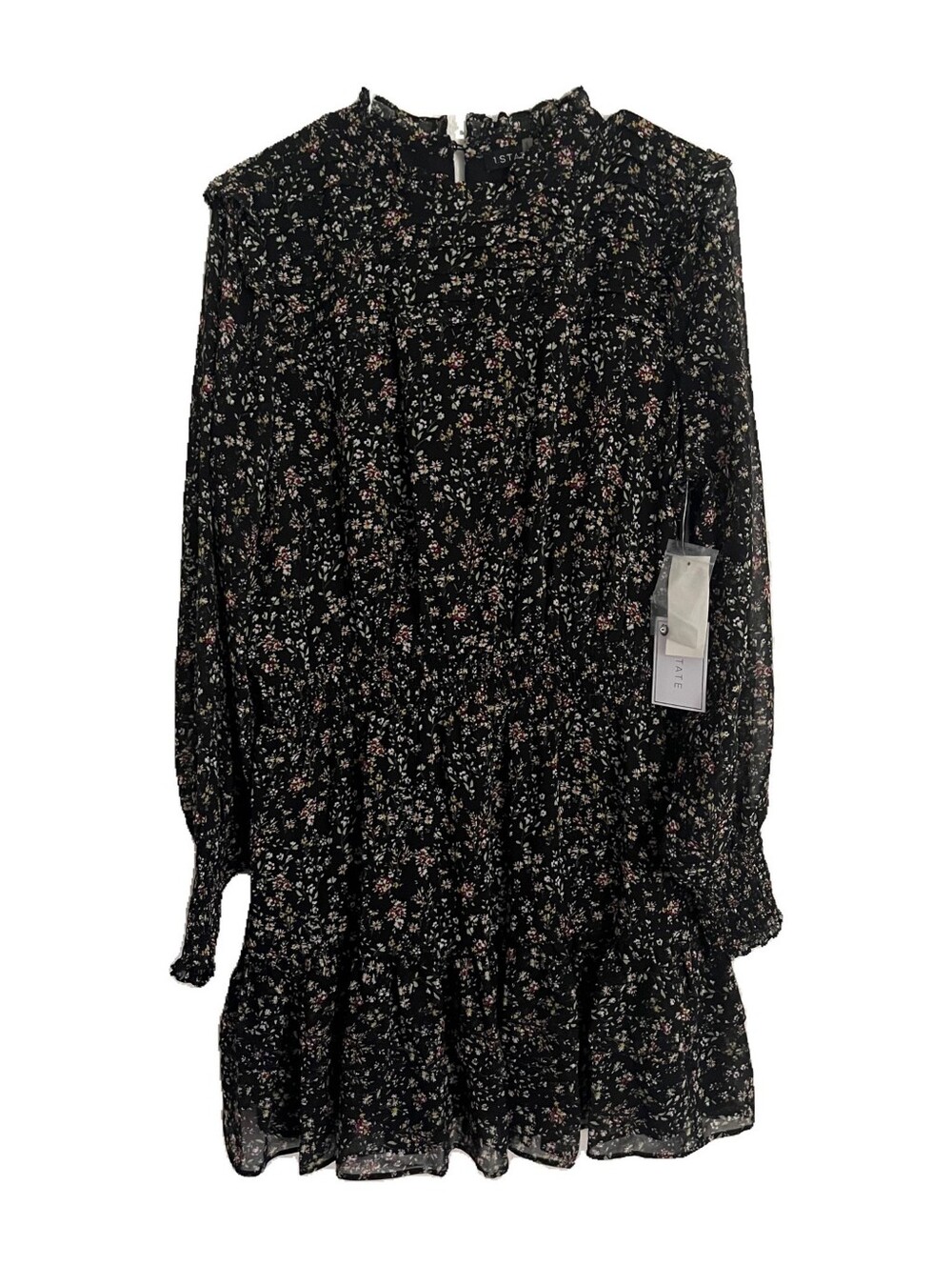 1. State Black Floral Long Sleeve Ruffle Mini Dress